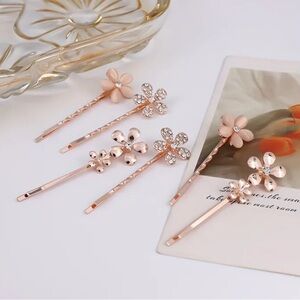 Chic Floral Hairpin Set - Rose Gold